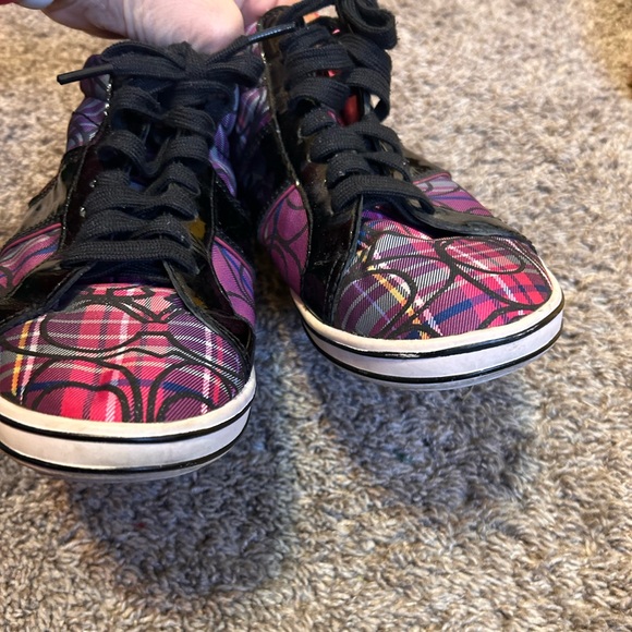 Coach Finch Plaid High Top Sneakers – Pink / Black Patent – Size 7.5 - Picture 5 of 8